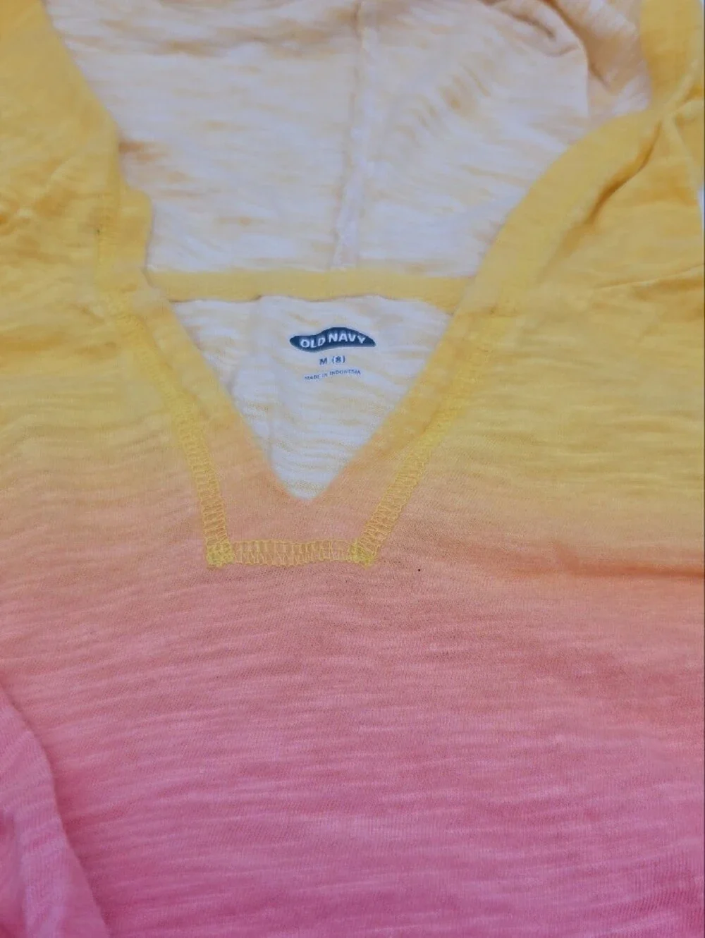 Old Navy Yellow and Cream Striped Hooded Top